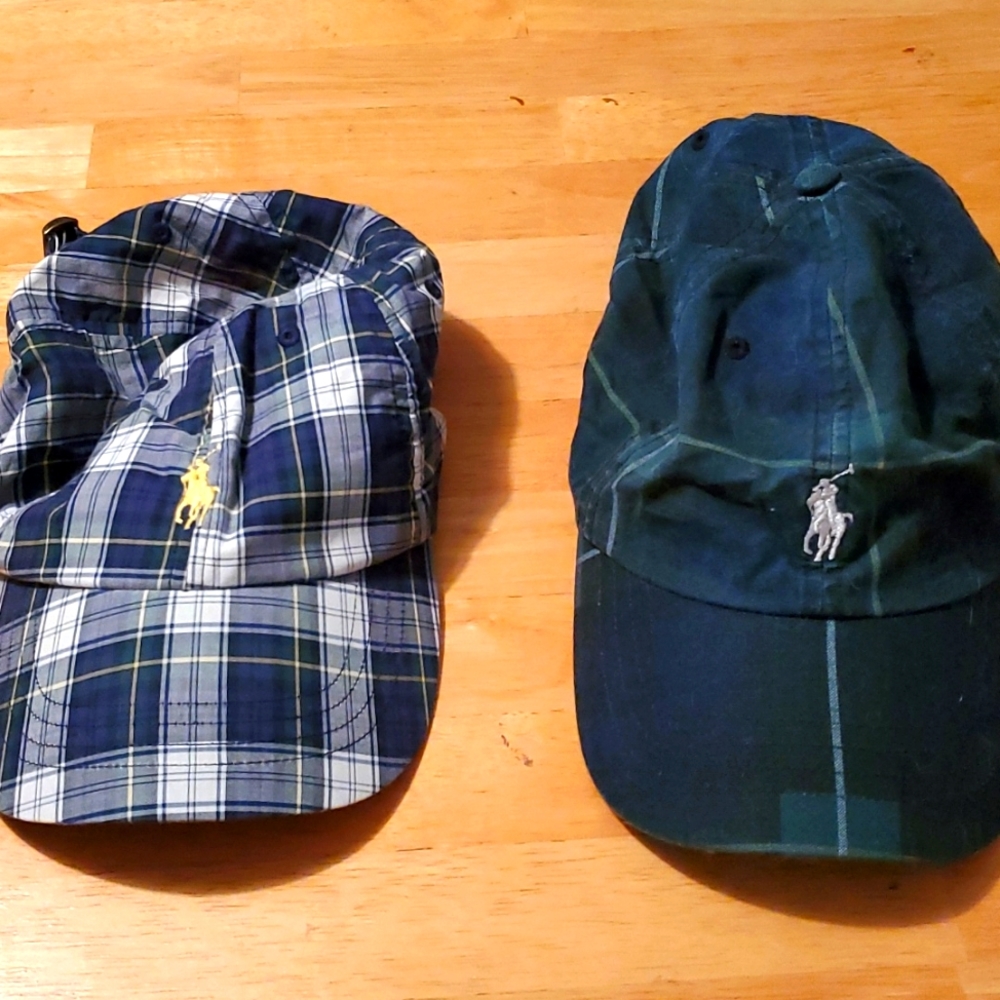 Lot of 2 Polo plaid Chino baseball caps